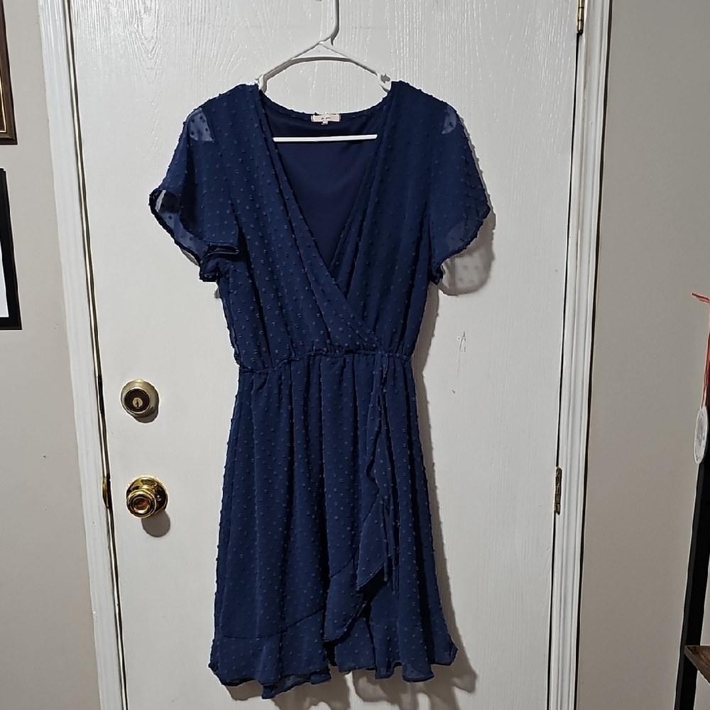 Elegant Navy Blue Wrap Dress